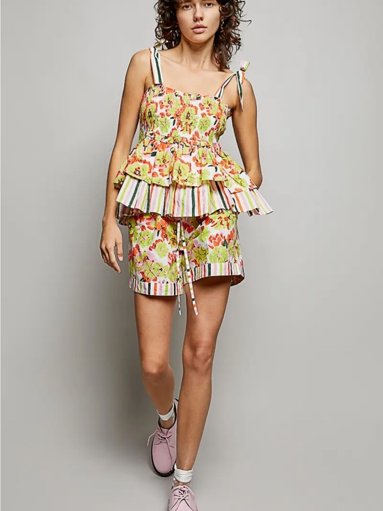 POL Pants - POL Floral Drawstring Women’s 2piece Short Set in Pink & Green